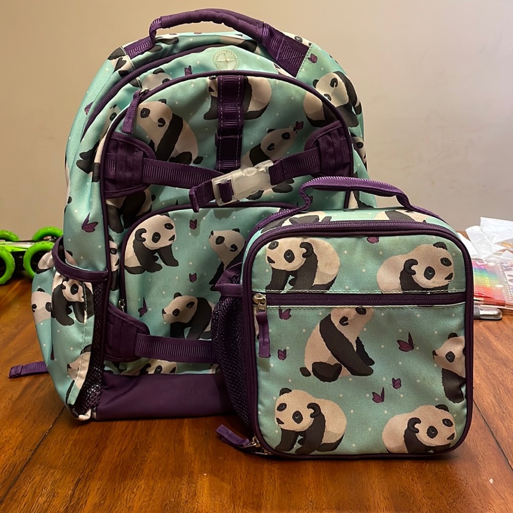 Pottery barn kids panda backpack and lunchbox